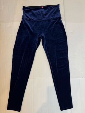 SPANX Velvet High Rise Shaping Leggings 1X Navy Blue Stretch Slimming Pull On